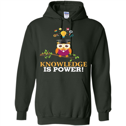 Knowledge is Power T-Shirt Cute Owl Teacher Student T-shirt Forest Green