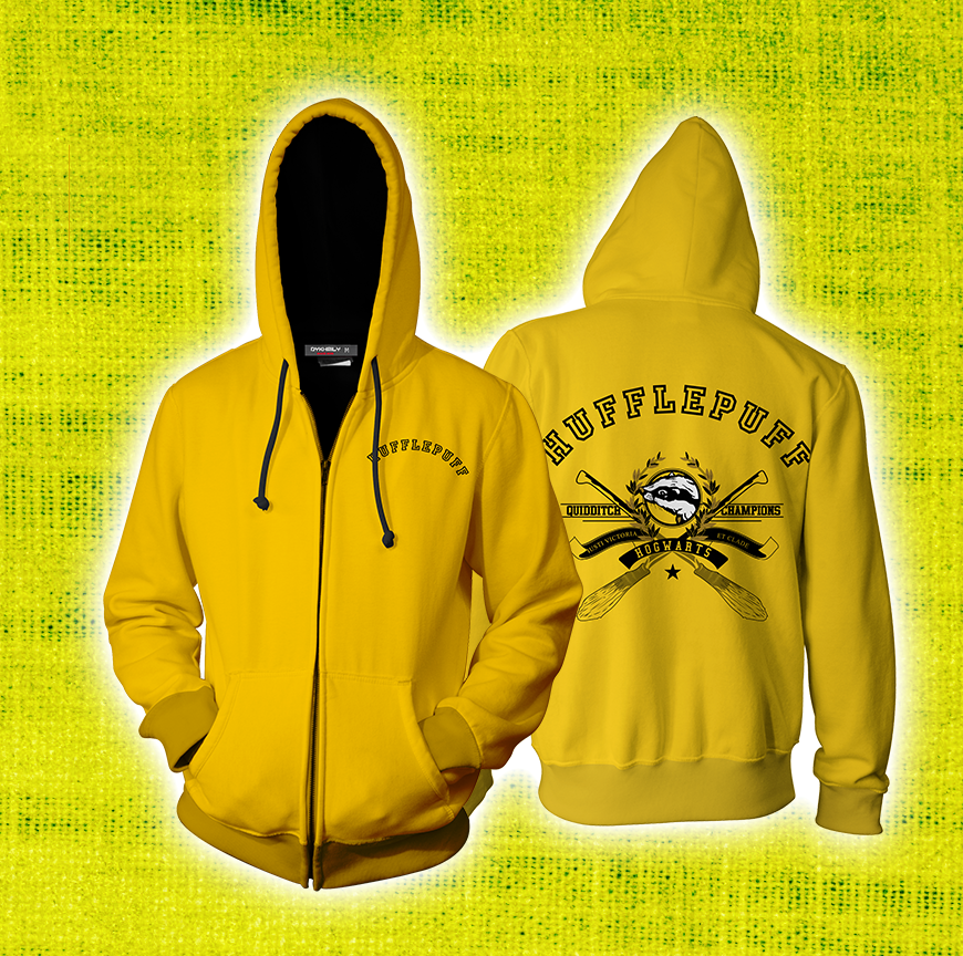 Quidditch Champion Hufflepuff Team Harry Potter Zip Up Hoodie 4XL
