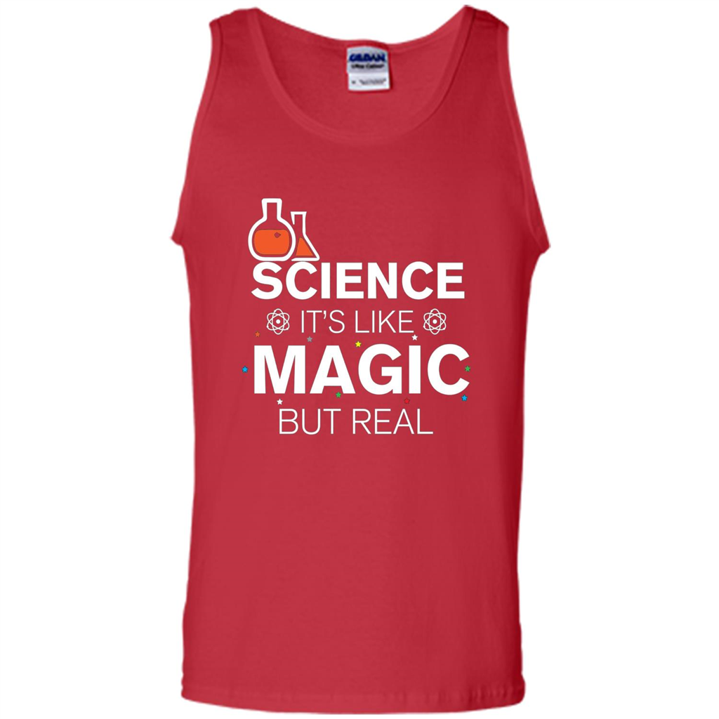 Science It's Like Magic But Real T-shirt Cool Scientific T-Shirt Red