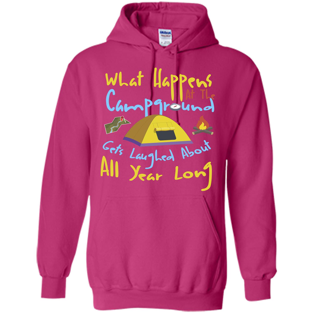 Camping T-shirtWhat Happens At The Campground T-shirt Heliconia