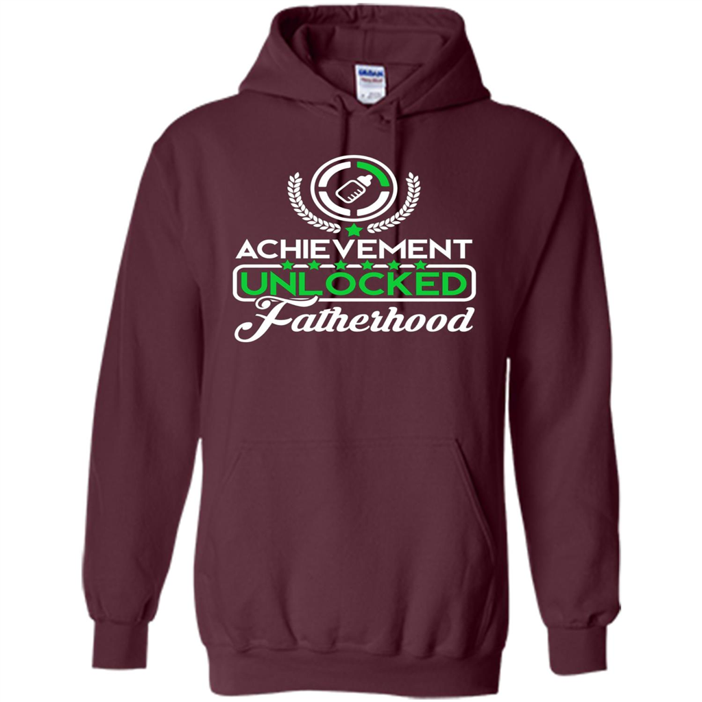 First Father's Day T-shirt Achievement Unlocked Fatherhood Maroon