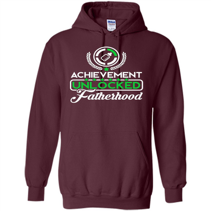 First Father's Day T-shirt Achievement Unlocked Fatherhood Maroon