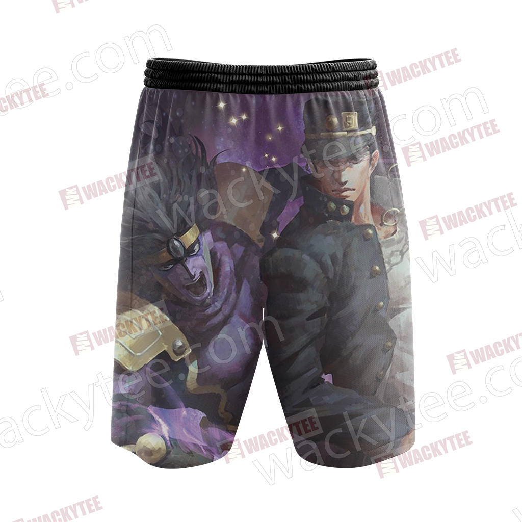 Jojo’s Bizarre Adventure Jotaro Kujo And Star Platinum 3D Beach Shorts