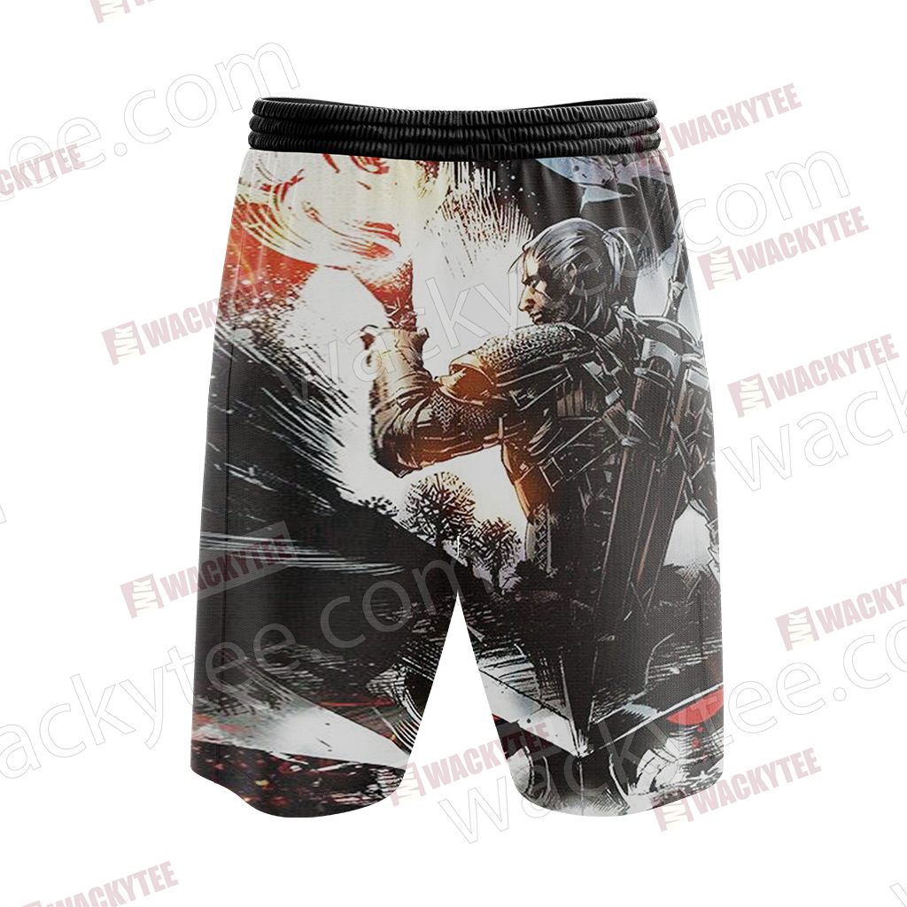 The Witcher 3 Wild Hunt Geralt 3D Beach Shorts