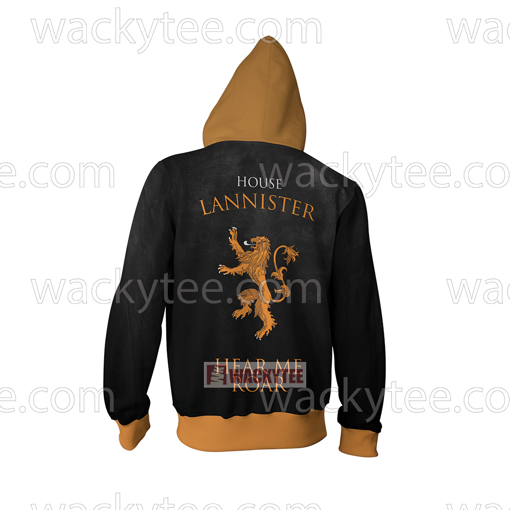 House Lannister Game Of Thrones Hear Me Roar New Zip Up Hoodie