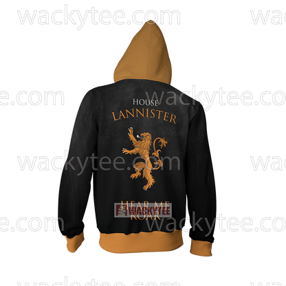 House Lannister Game Of Thrones Hear Me Roar New Zip Up Hoodie