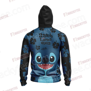 Stitch Loves Hugs Free Hugs Unisex Zip Up Hoodie