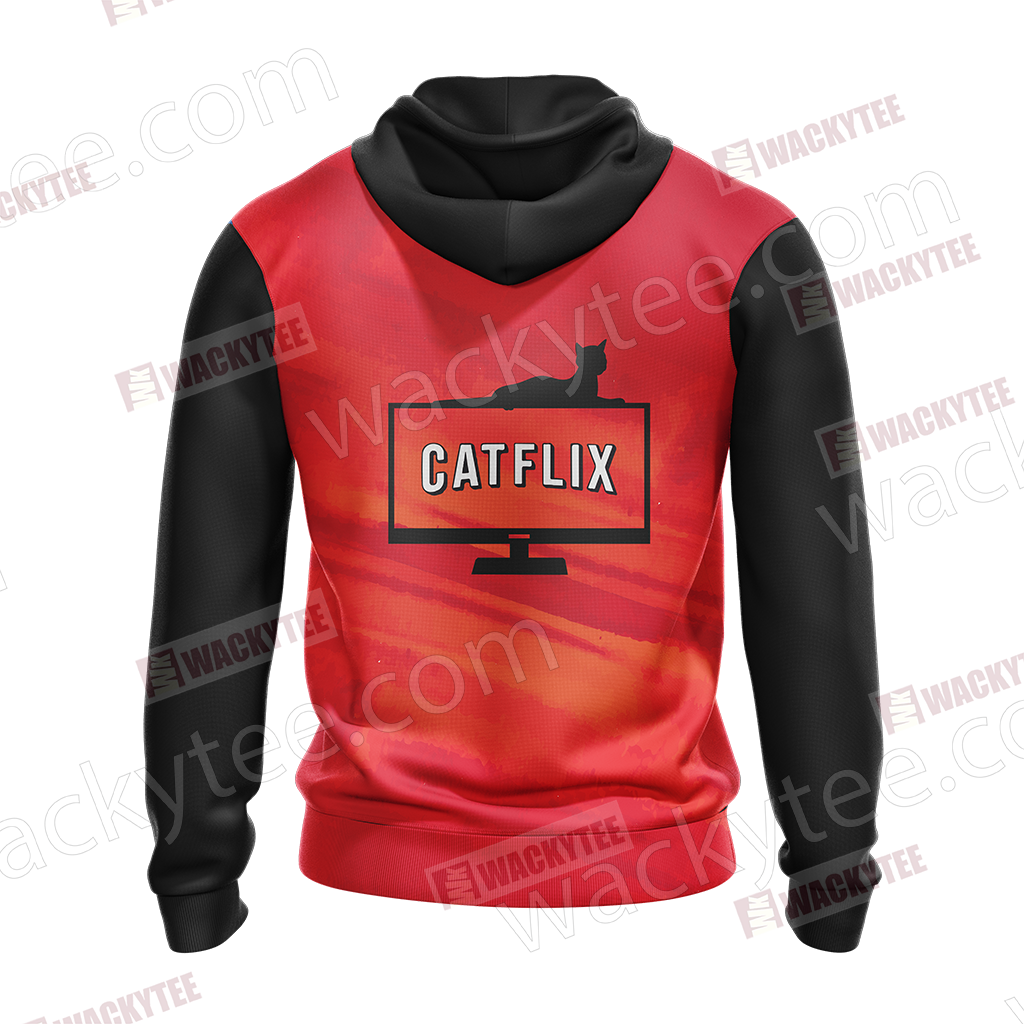 Catflix And Chill Unisex Zip Up Hoodie Jacket