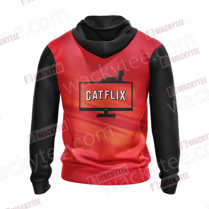 Catflix And Chill Unisex Zip Up Hoodie Jacket
