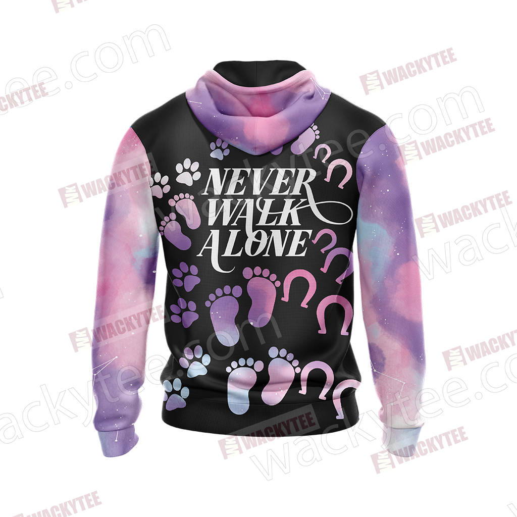 Never Walk Alone Dog and Horse Unisex Zip Up Hoodie Jacket