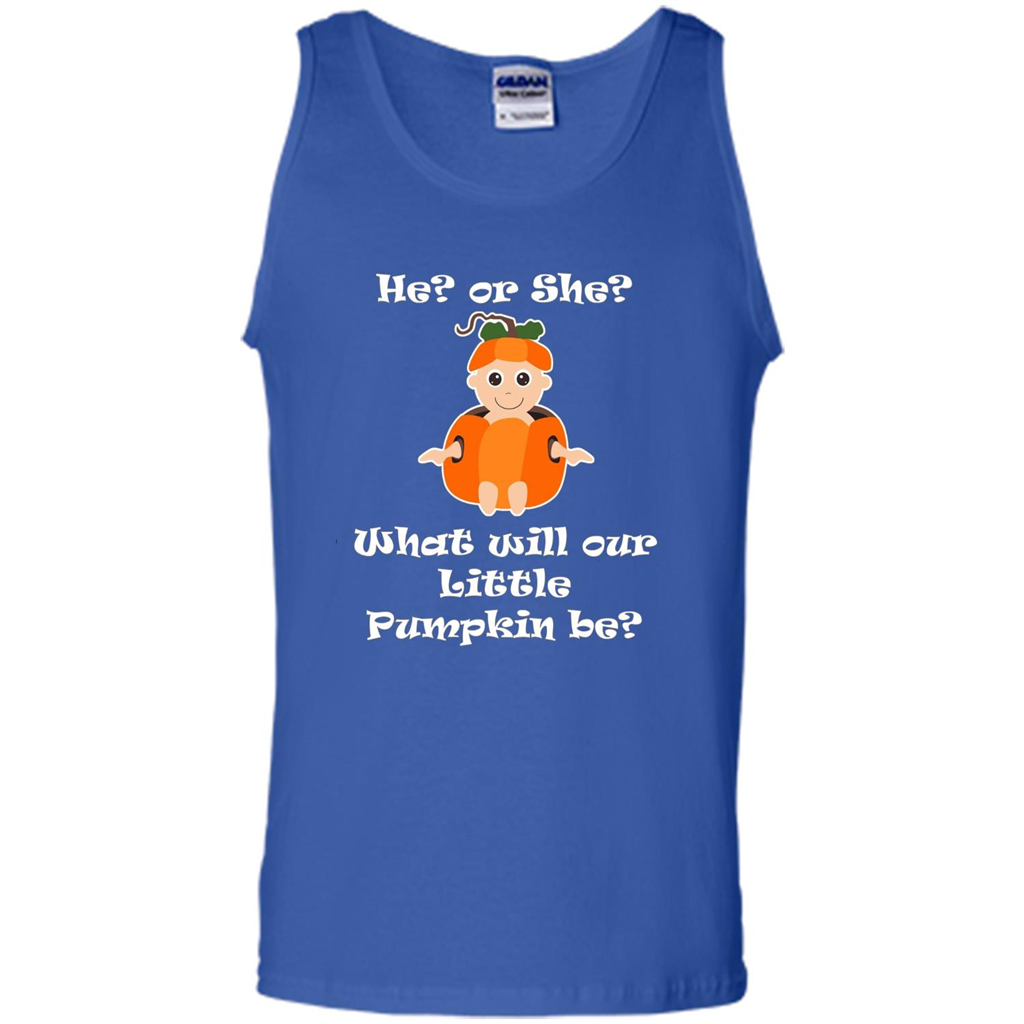 He Or She What Will Little Pumpkin Be Baby Shower T-shirt Royal