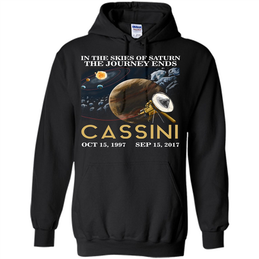 Cassini Grand Finale T-shirt In The Skies Of Saturn T-shirt Black
