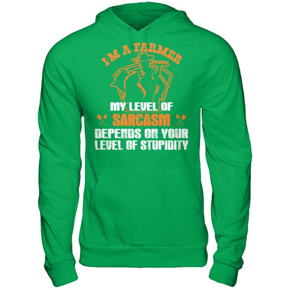 I'm A Farmer My Level Of Sarcasm Depends On Your Level Of Stupidity T-shirt Gildan - Pullover Hoodie Irish Green