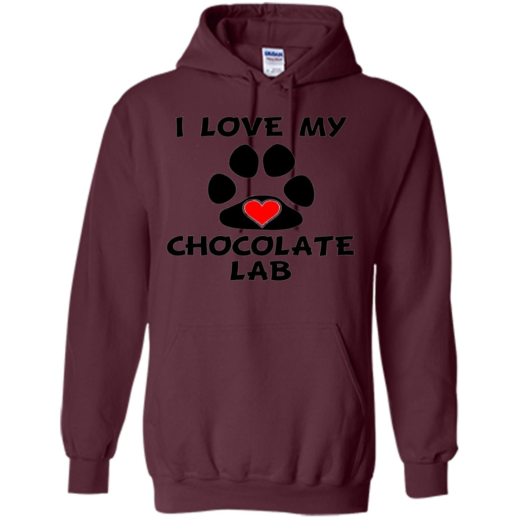 I Love My Chocolate Lab Paw T-shirt Heart Dog Owner T-Shirt Maroon