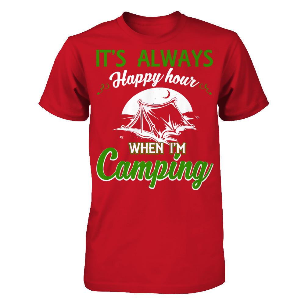 It's Always Happy Hour When I'm Camping Gildan - Short Sleeve Tee Red