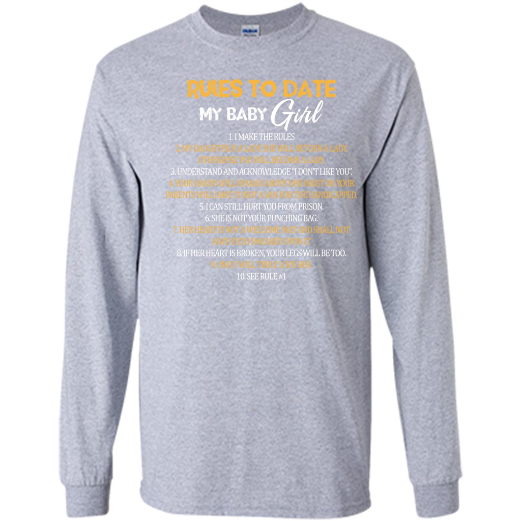 Fathers Day T-shirt Rules To Date My Baby Girl Sport Grey