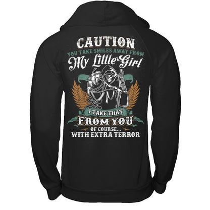 Caution. You Take Smiles Away From My Little Girl. I Take That From You. Of Course, With Extra Terror T-shirt Gildan - Pullover Hoodie Black