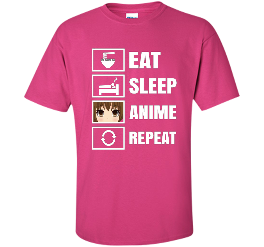 Eat Sleep Anime Repeart T-Shirt Funny Anime Geek cool shirt Heliconia