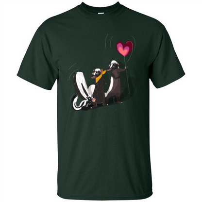 Happy Skunk Famiily T-shirt Forest Green