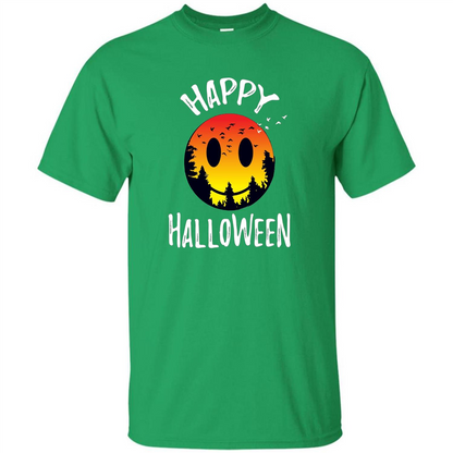 Cute Halloween T-shirt Spooky Camp Happy Face Emoji T-shirt Irish Green