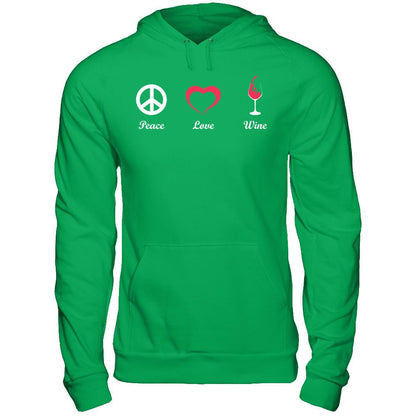 Peace Love Wine Gildan - Pullover Hoodie Irish Green