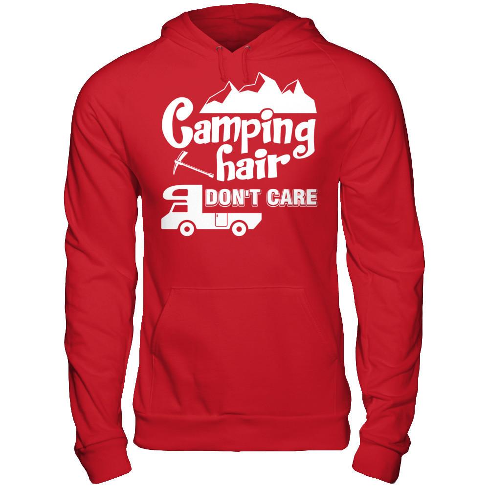 Camping Hair Don't Care T-shirt Gildan - Pullover Hoodie Red