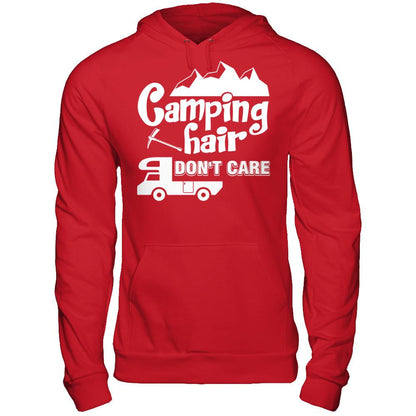 Camping Hair Don't Care T-shirt Gildan - Pullover Hoodie Red