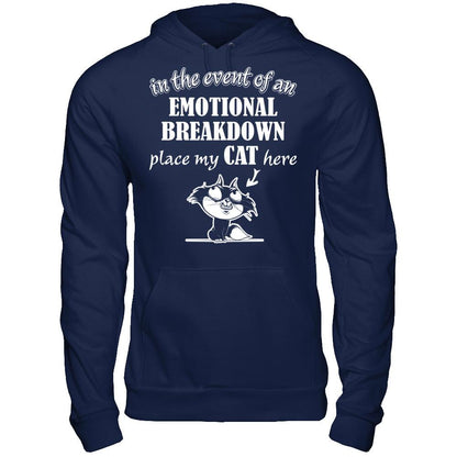 In The Event Of An Emotional Breakdown Place My Cat Here Gildan - Pullover Hoodie Navy