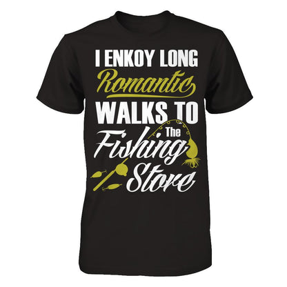 I Enjoy Long Romantic Walk To The Fishing Store T-shirt Gildan - Short Sleeve Tee Black