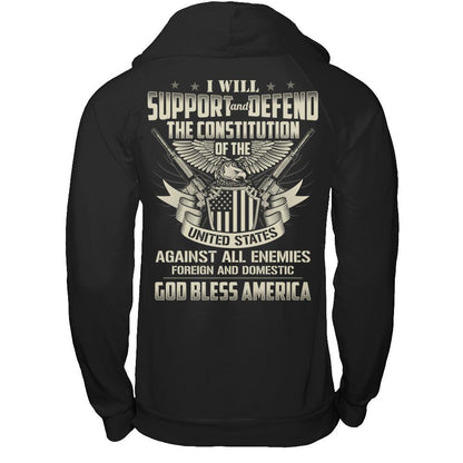 I Will Support And Defend The Constitution Of The United States T-shirt Gildan - Pullover Hoodie Black