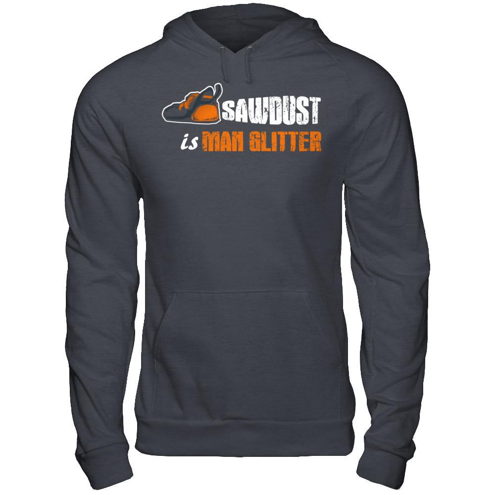 Father's Day T-shirt Sawdust is Man Glitter Gildan - Pullover Hoodie Dark Heather