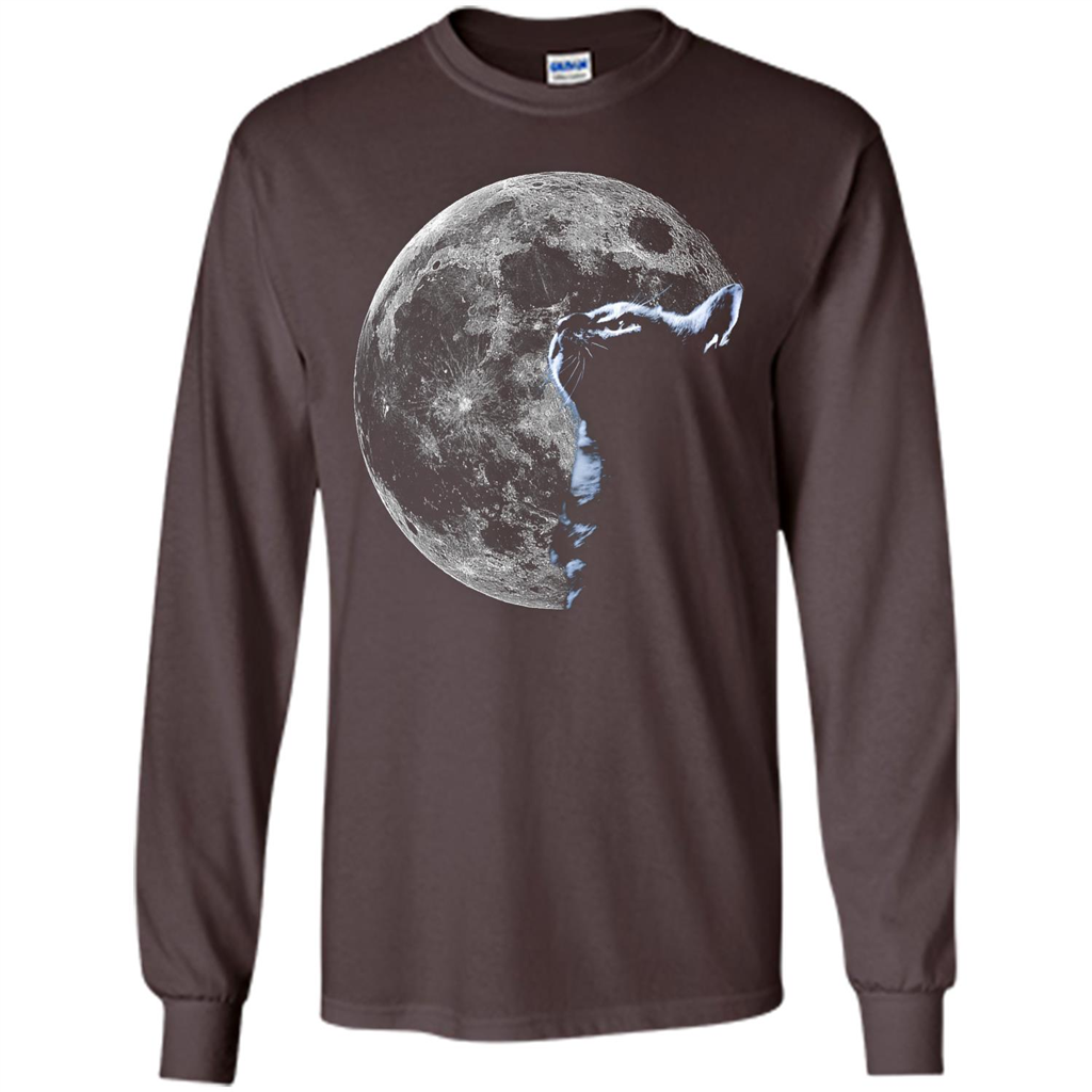 Cat Lover T-shirt Cat And Moon Dark Chocolate