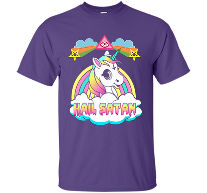Unicorn Hail Satan Death Metal Rainbown T-shirt Purple