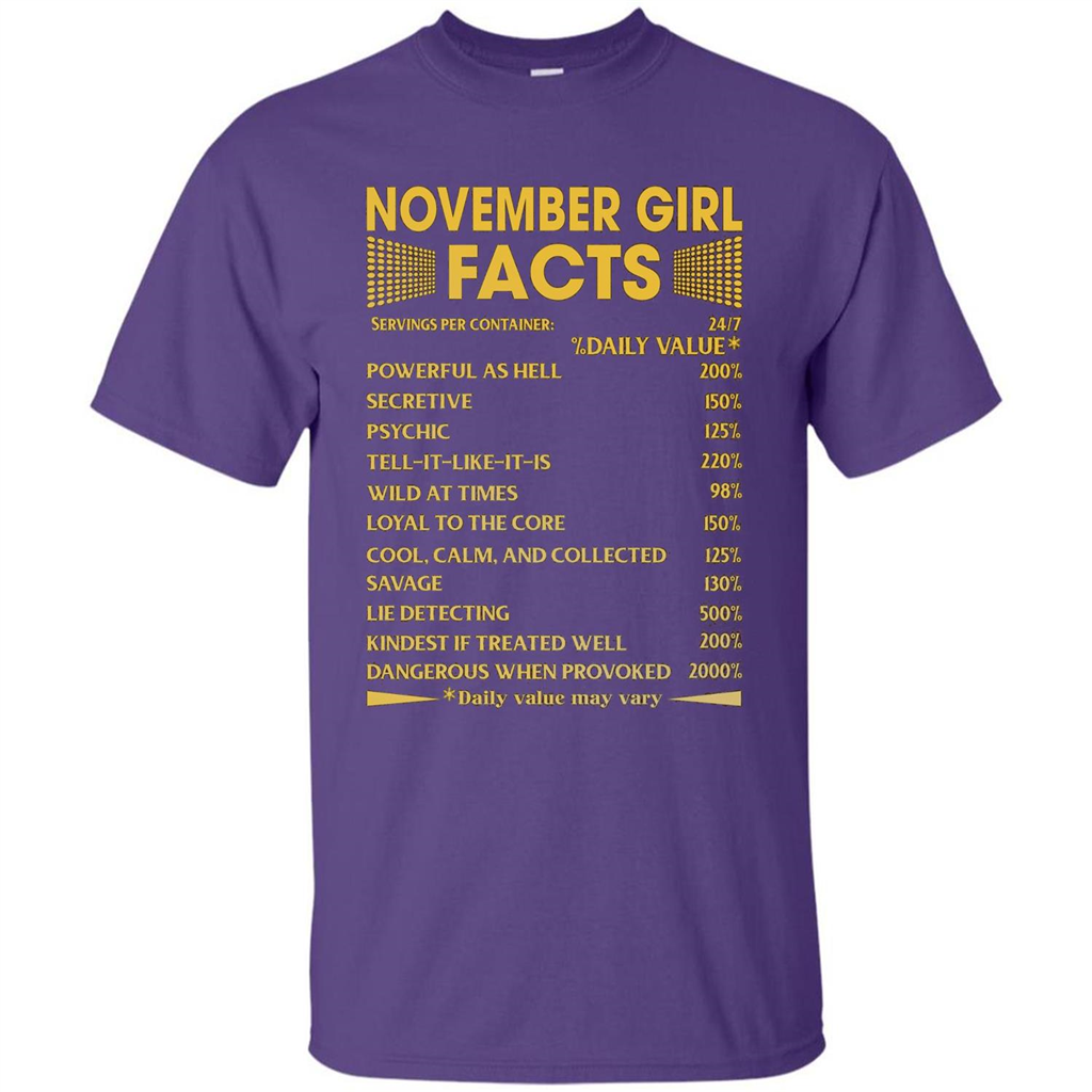 November Girl Facts T-shirt Birthday Gift T-shirt Purple
