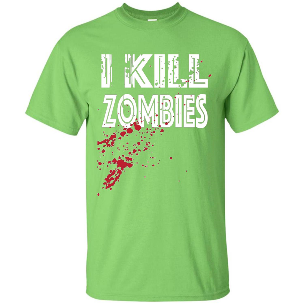 I Kill Zombies T-shirt Costume For Halloween Gift T-shirt Lime