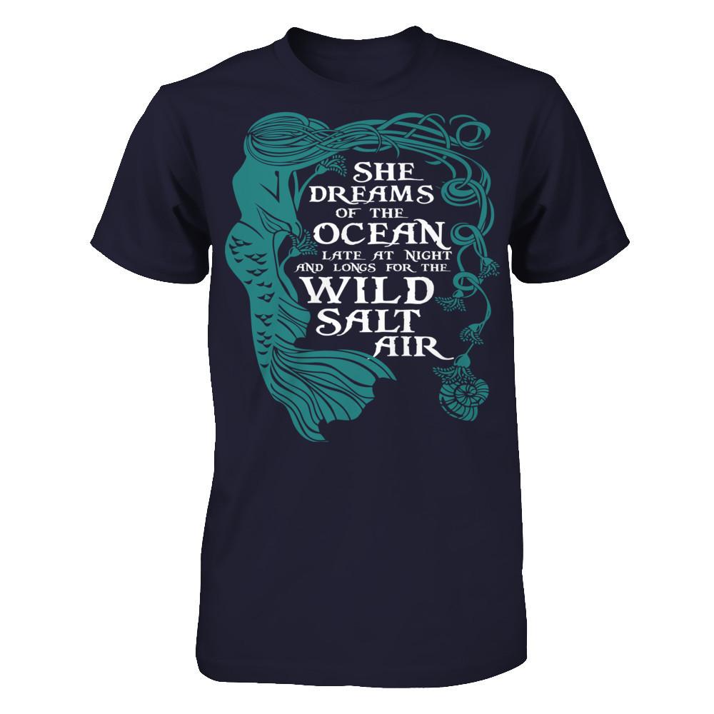 She Dreams Of The Ocean Late at Night And Longs For The Wild Salt Air Next Level - Unisex Fitted Tee Midnight Navy