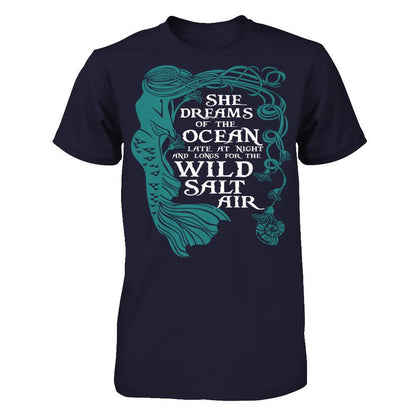 She Dreams Of The Ocean Late at Night And Longs For The Wild Salt Air Next Level - Unisex Fitted Tee Midnight Navy