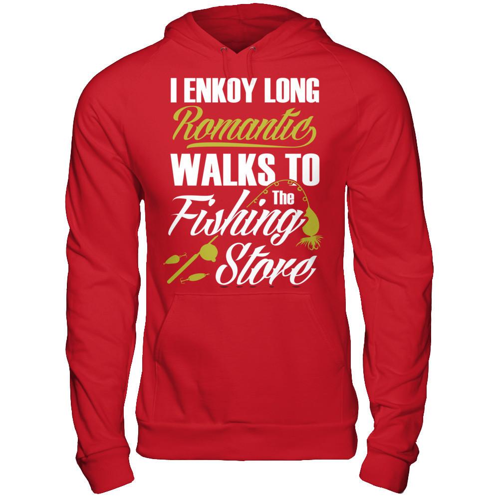 I Enjoy Long Romantic Walk To The Fishing Store T-shirt Gildan - Pullover Hoodie Red