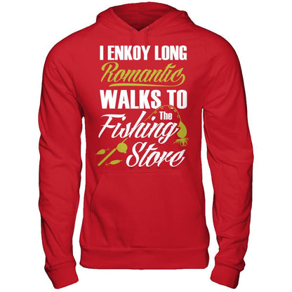 I Enjoy Long Romantic Walk To The Fishing Store T-shirt Gildan - Pullover Hoodie Red