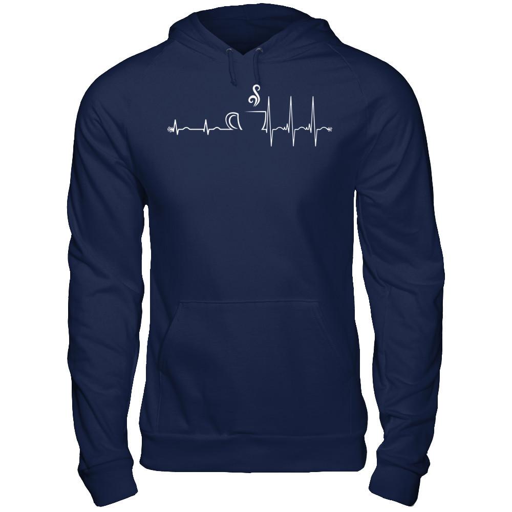 Coffee Heartbeat T-shirt Gildan - Pullover Hoodie Navy