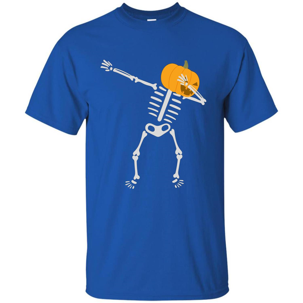 Dabbing Skeleton T-shirt Pumpkin Funny Halloween T-shirt Royal