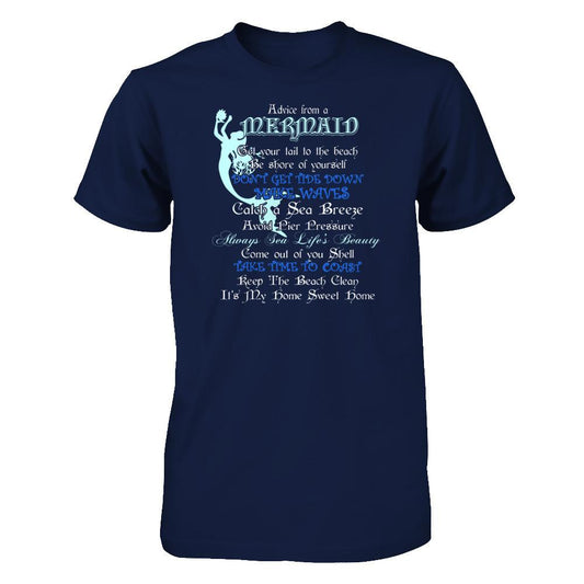 Advice From A Mermaid Get Your Tail To The Beach T-shirt Gildan - Short Sleeve Tee Navy