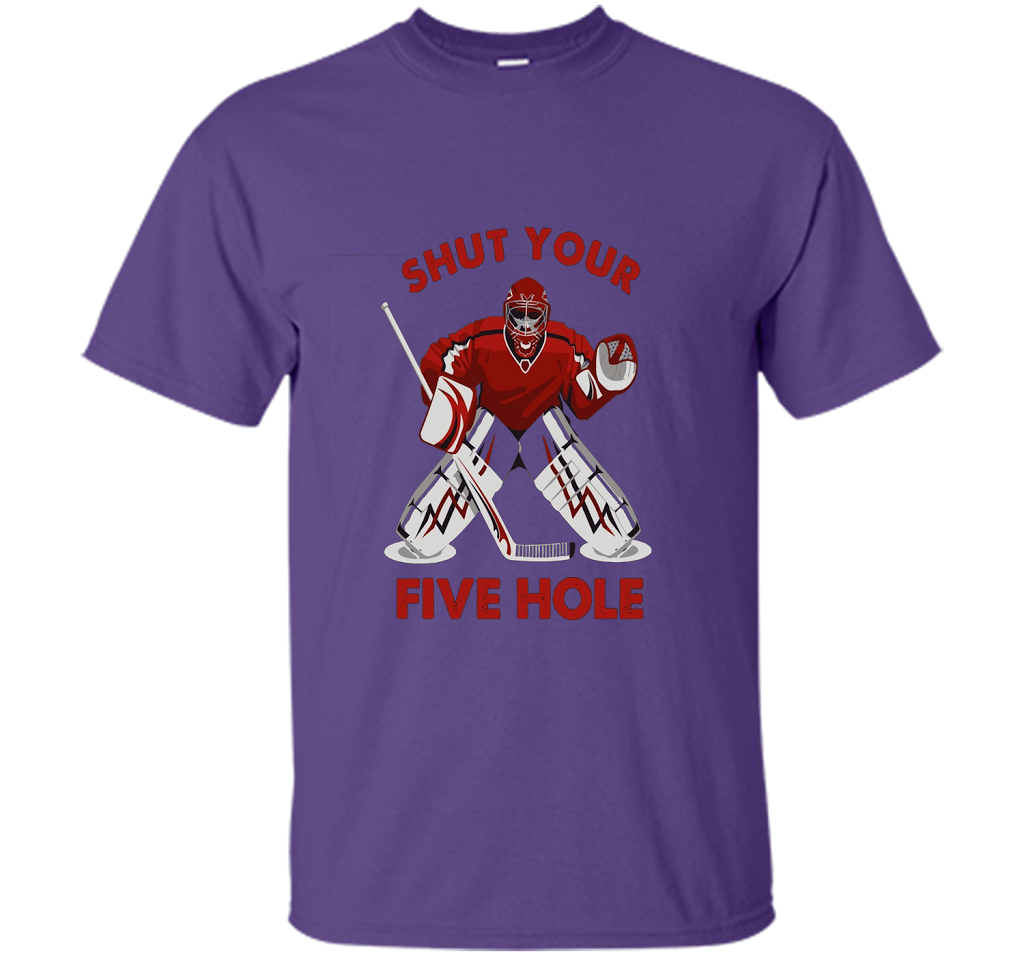 Ice Hockey T-shirt Shut Your Five Hole T-shirt Purple
