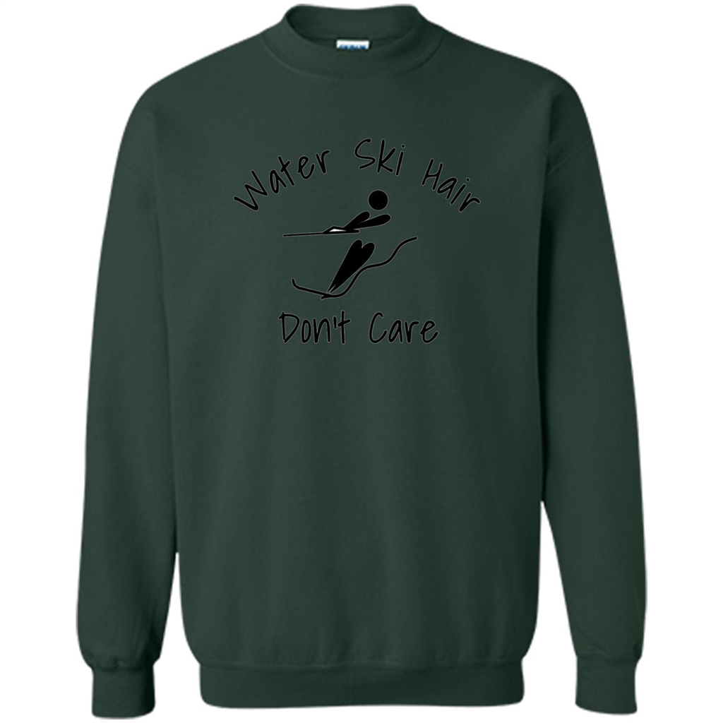 Water Ski Messy Hair Don't Care T-shirt Forest Green