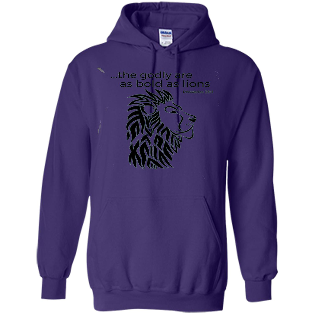 Proverbs 28:1 The Godly Are As Bold As Lions Bible Christian T-shirt Purple