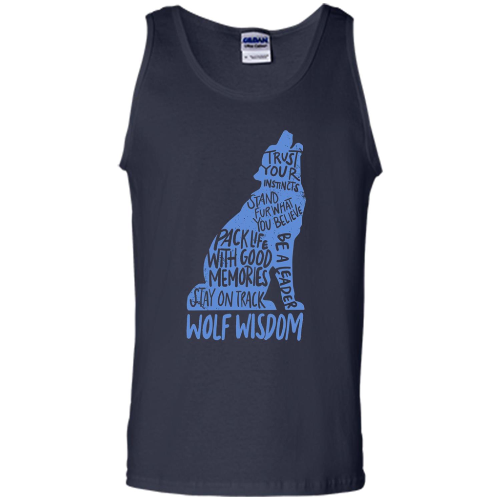 Wolf Wisdom T-shirt Trust Your Instincts Stand For What You Believe Navy