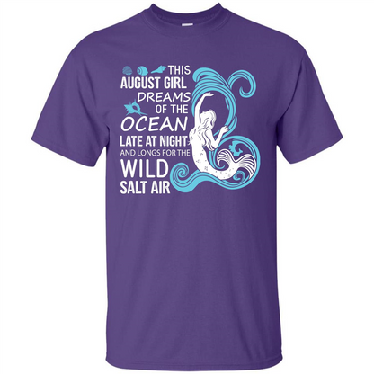 This August Girl Dreams Of The Ocean Late At Night T-shirt Purple