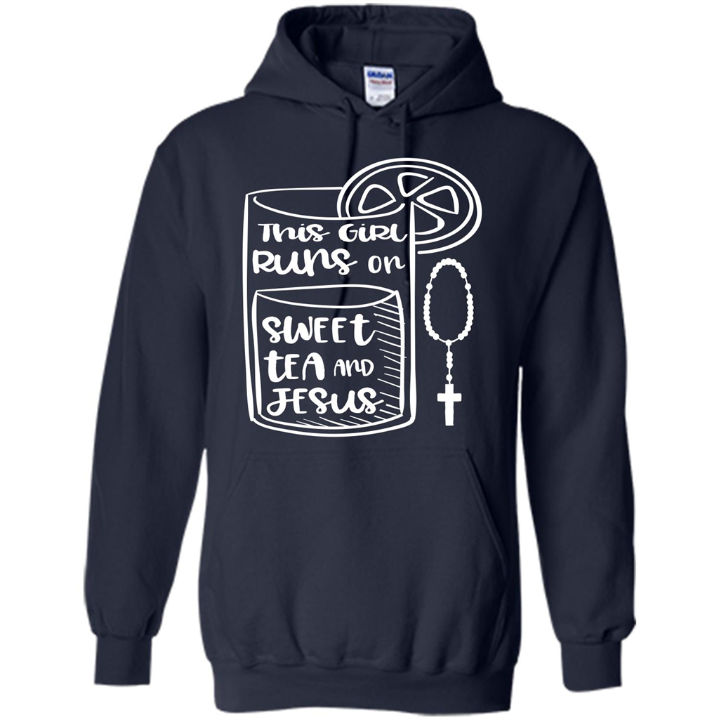 Christian T-shirt This Girl Runs on Sweet Tea and Jesus T-shirt Navy