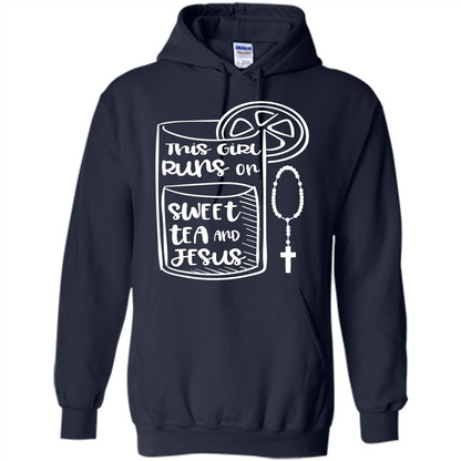 Christian T-shirt This Girl Runs on Sweet Tea and Jesus T-shirt Navy
