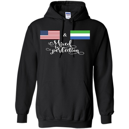American + Sierra Leone Mixed To Perfection Flag T-Shirt Black
